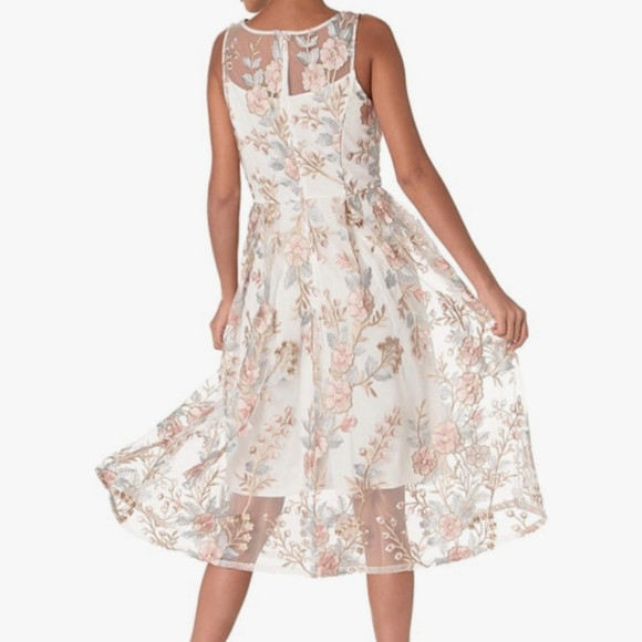 NWT $180 Adrianna Papell Blush Multicolor Floral Embroidered Midi Dress Size 12 - Picture 2 of 12